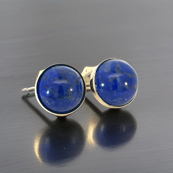 Natural Lapis Lazuli Cufflinks 14k Y Gold 40 CTW Certified 311039 - Picture 7 of 14